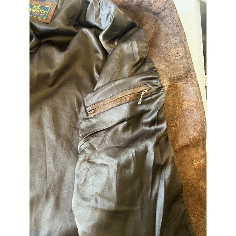 P.S. Company Men’s Size 52 Soft Distressed Brown Nappa Leather Jacket
